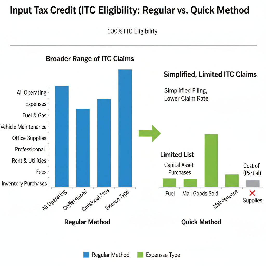 ITC eligibility comparison for Regular vs. Quick GST/HST methods