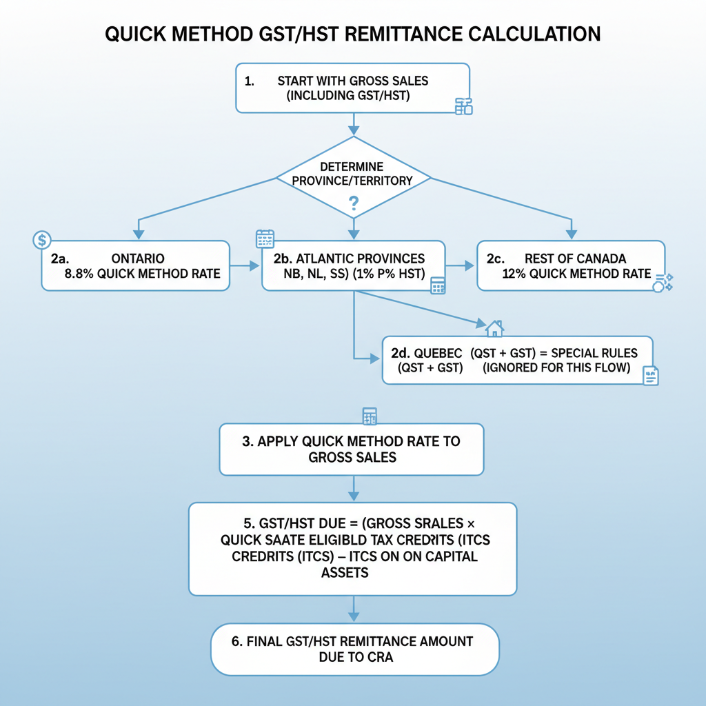 Quick Method GST/HST calculation flowchart for Canadian drivers