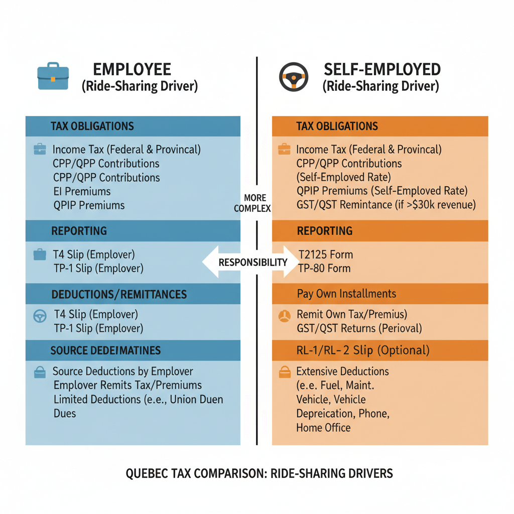 Employee vs. Self-Employed Driver Tax Comparison Quebec