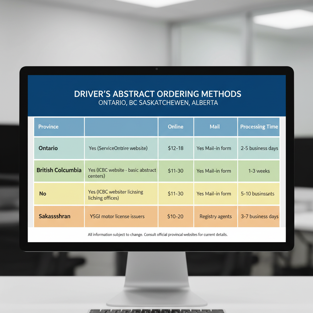 Provincial driver's abstract ordering comparison matrix
