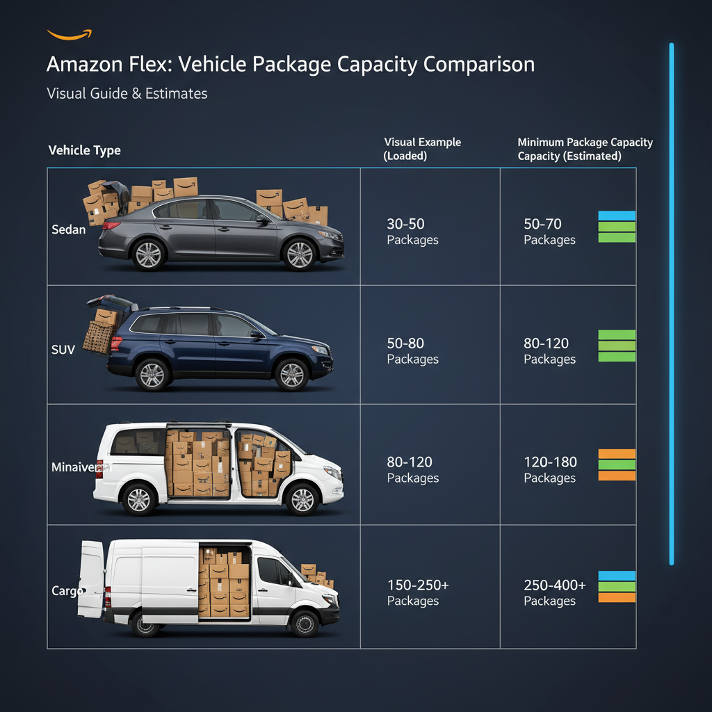 Amazon Flex vehicle capacity comparison chart