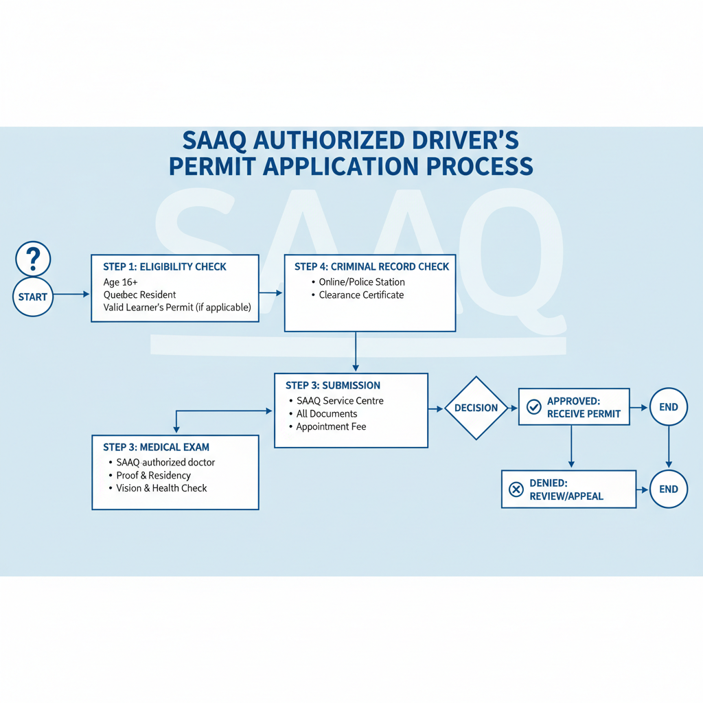 SAAQ Authorized Driver Permit Application Process Flowchart
