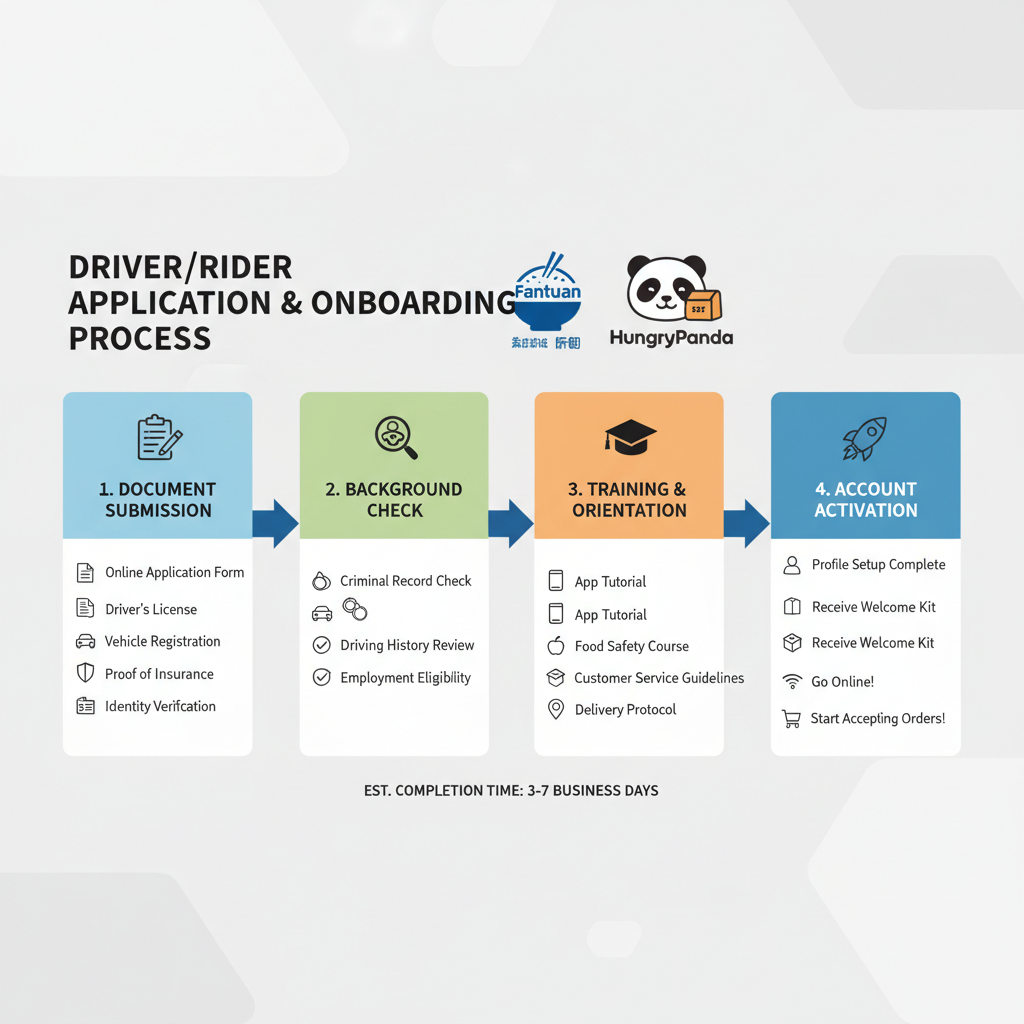 Fantuan and HungryPanda driver onboarding process flow